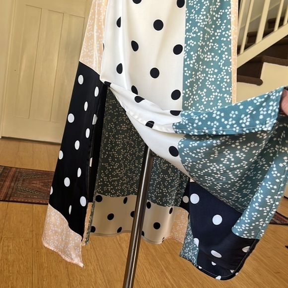 LULUS Multi Print Satin Midi Dress Size Small - Picture 7 of 13